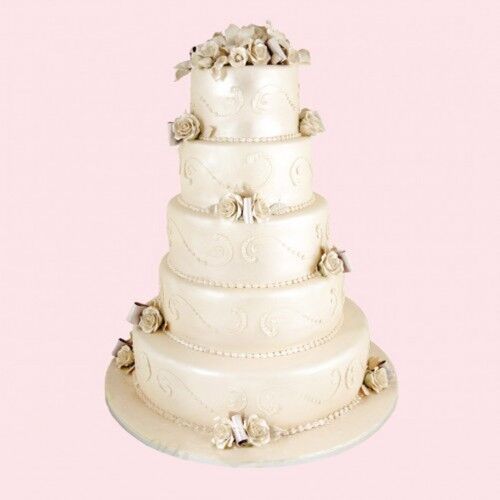 Ivory Wedding Cake, Silver Accents